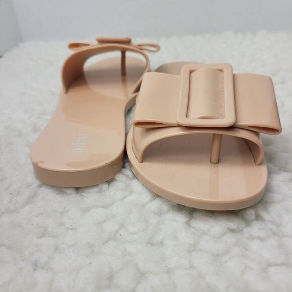 Melissa Babe Women's Slide Sandals Size 6 Pink Open Toe Bow Accent Slip On Shoe - Picture 7 of 9